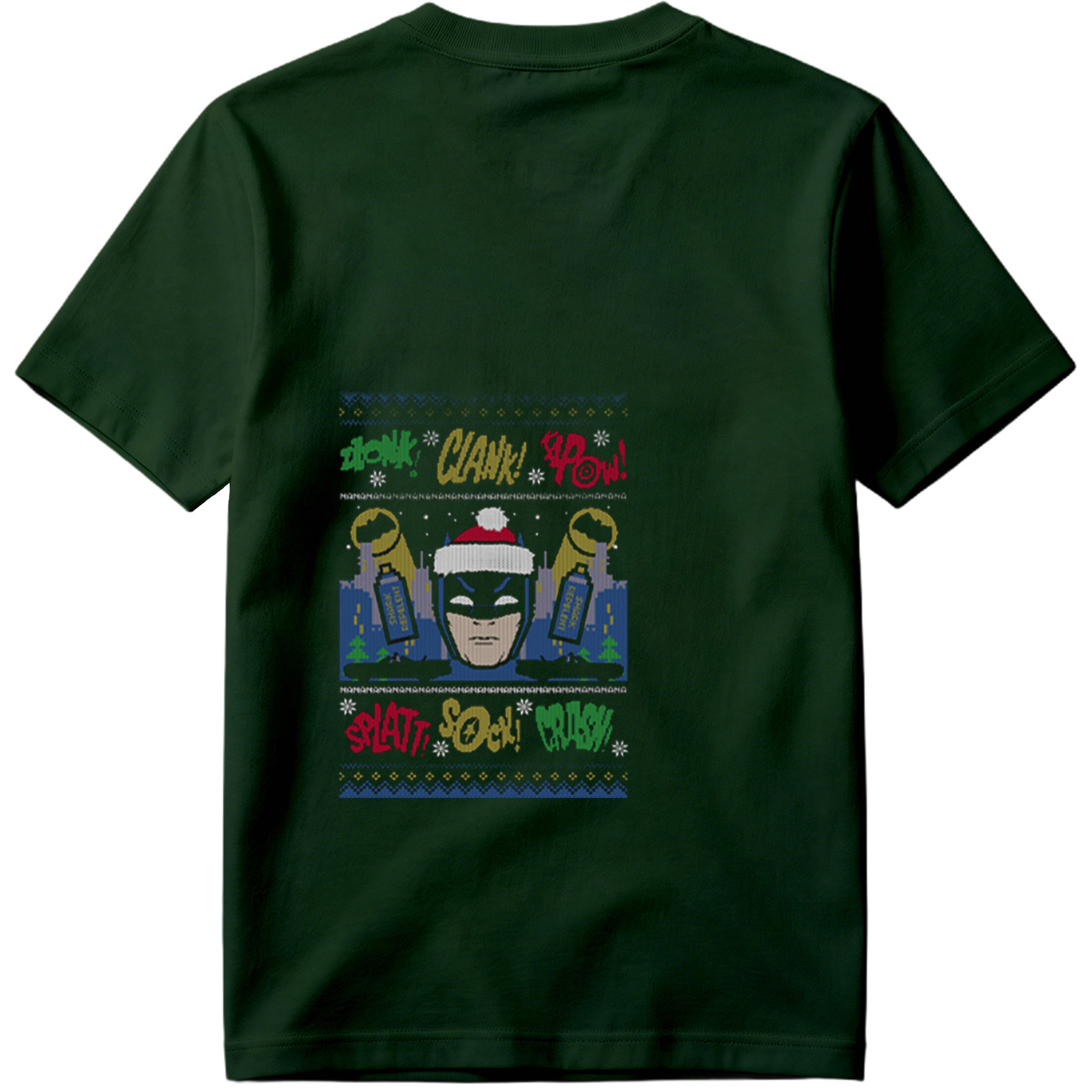 Batman Christmas Sweater with Comic Sound Effects - Tee