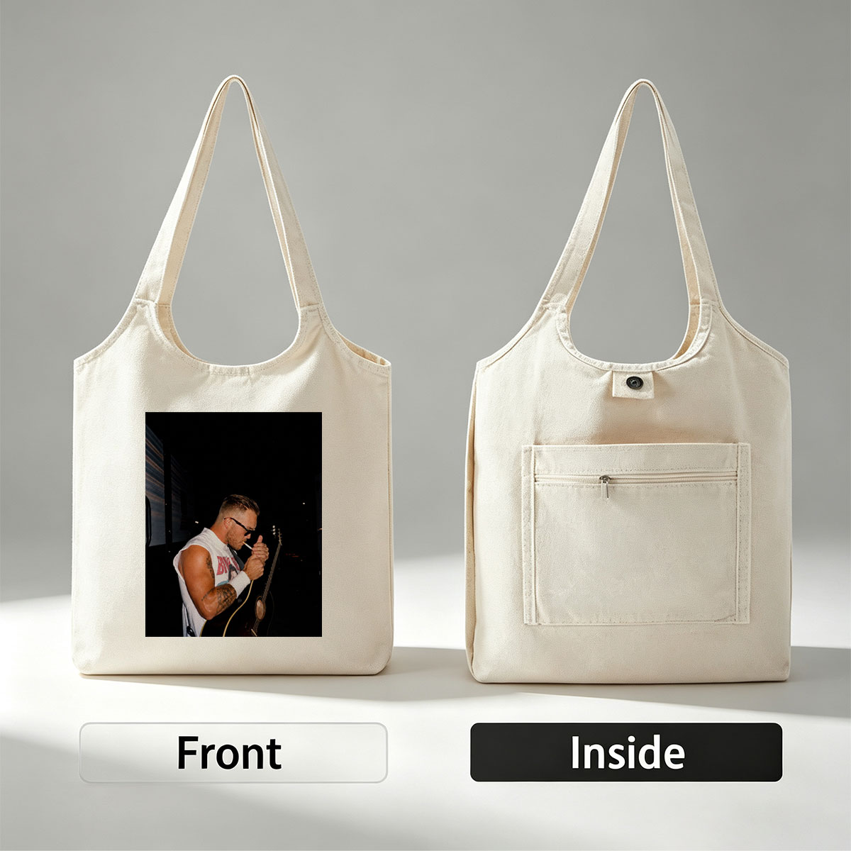 Brantley Gilbert Smoking Cigarette with Acoustic Guitar at Night - Canvas shoulder bags/