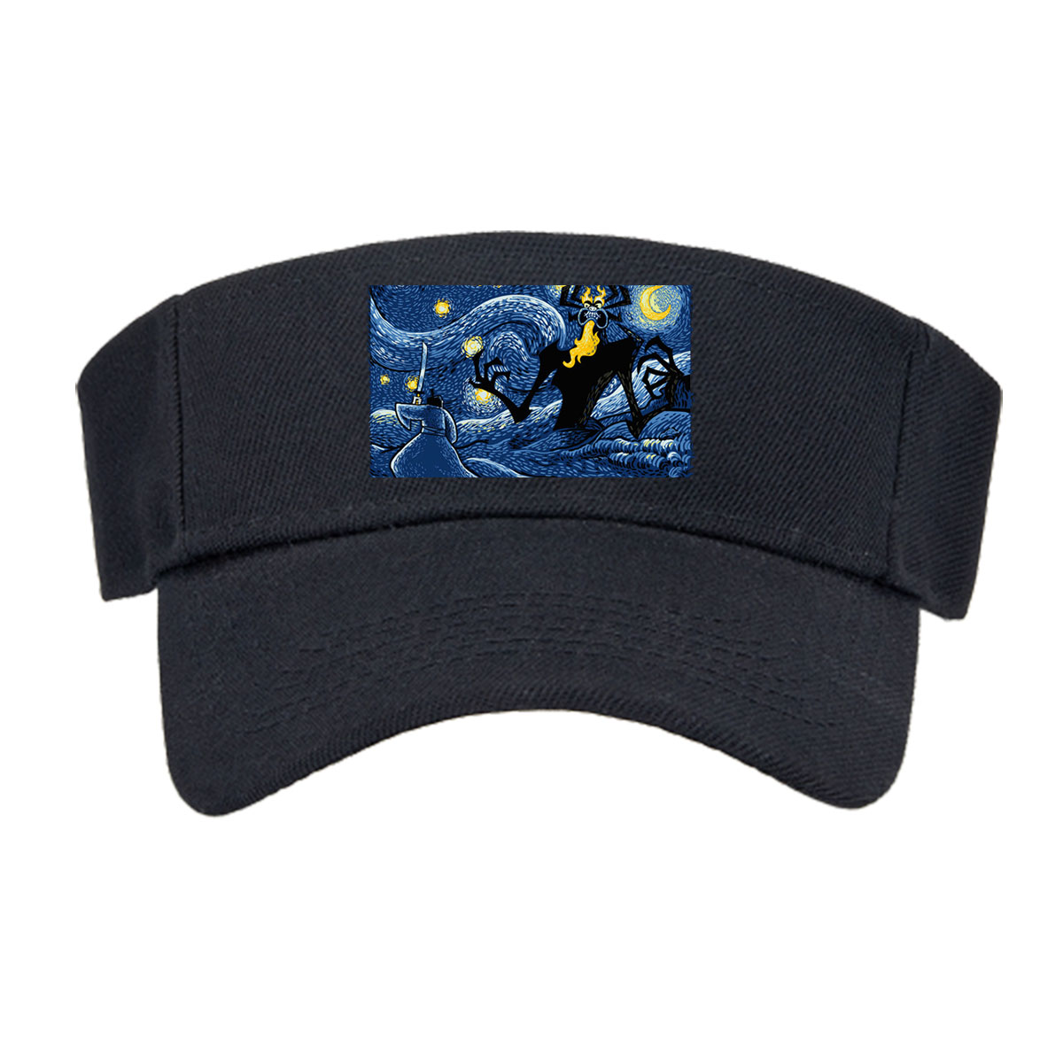 Samurai vs. Fiery Spider in Starry Night Landscape -  Visor cap