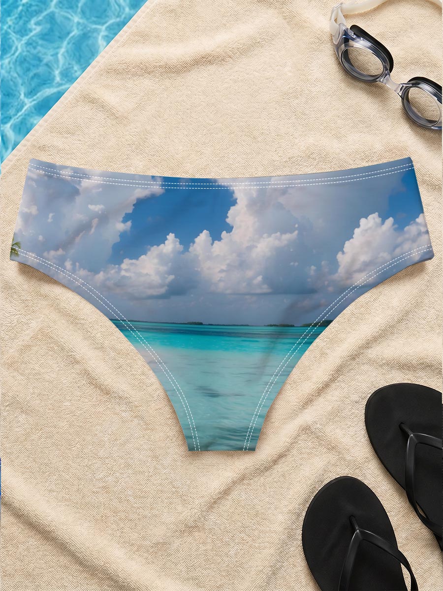 Crystal Clear Waters and White Sand Beach Under Blue Sky -  Men's swim trunks