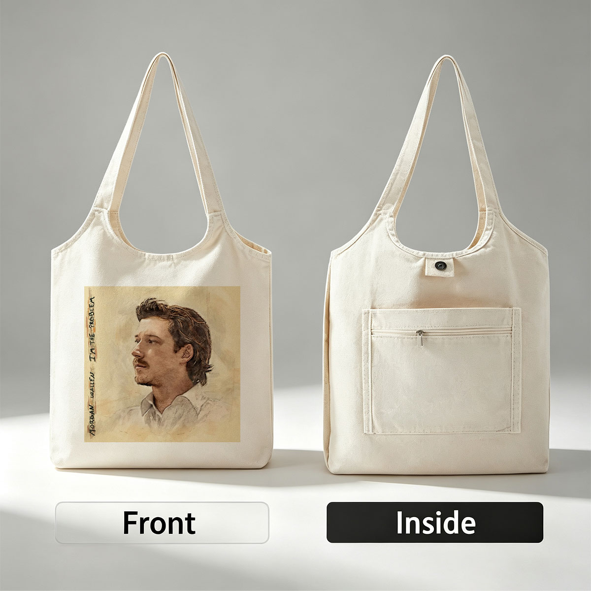 Morgan Wallen I'm the Problem Album Cover Art Portrait - Canvas shoulder bags/