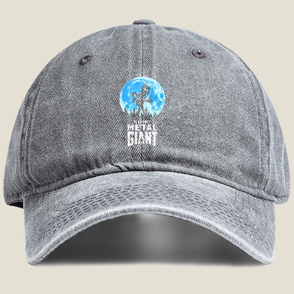 Shiny Metal Giant: The Robot in the Moonlight - Washed Denim - Baseball Cap