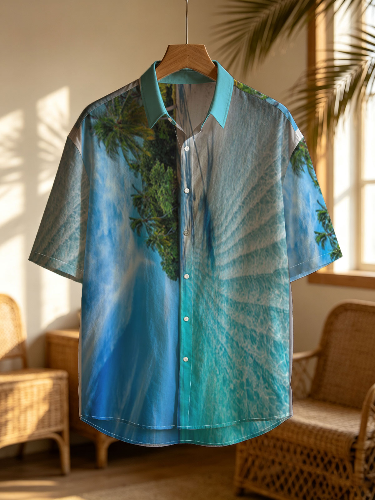 Tropical Beach with Crystal Clear Water and Palm Trees -  Shirt