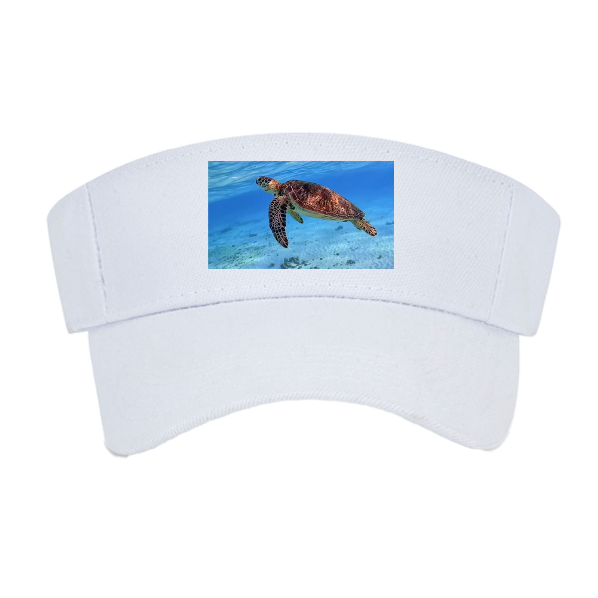 Sea Turtle Swimming in Crystal Clear Waters -  Visor cap
