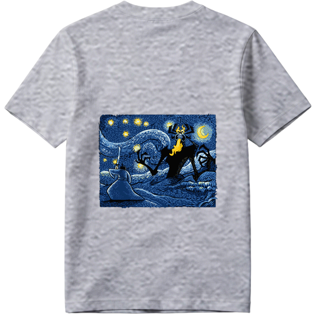 Samurai vs. Fiery Spider in Starry Night - Tee