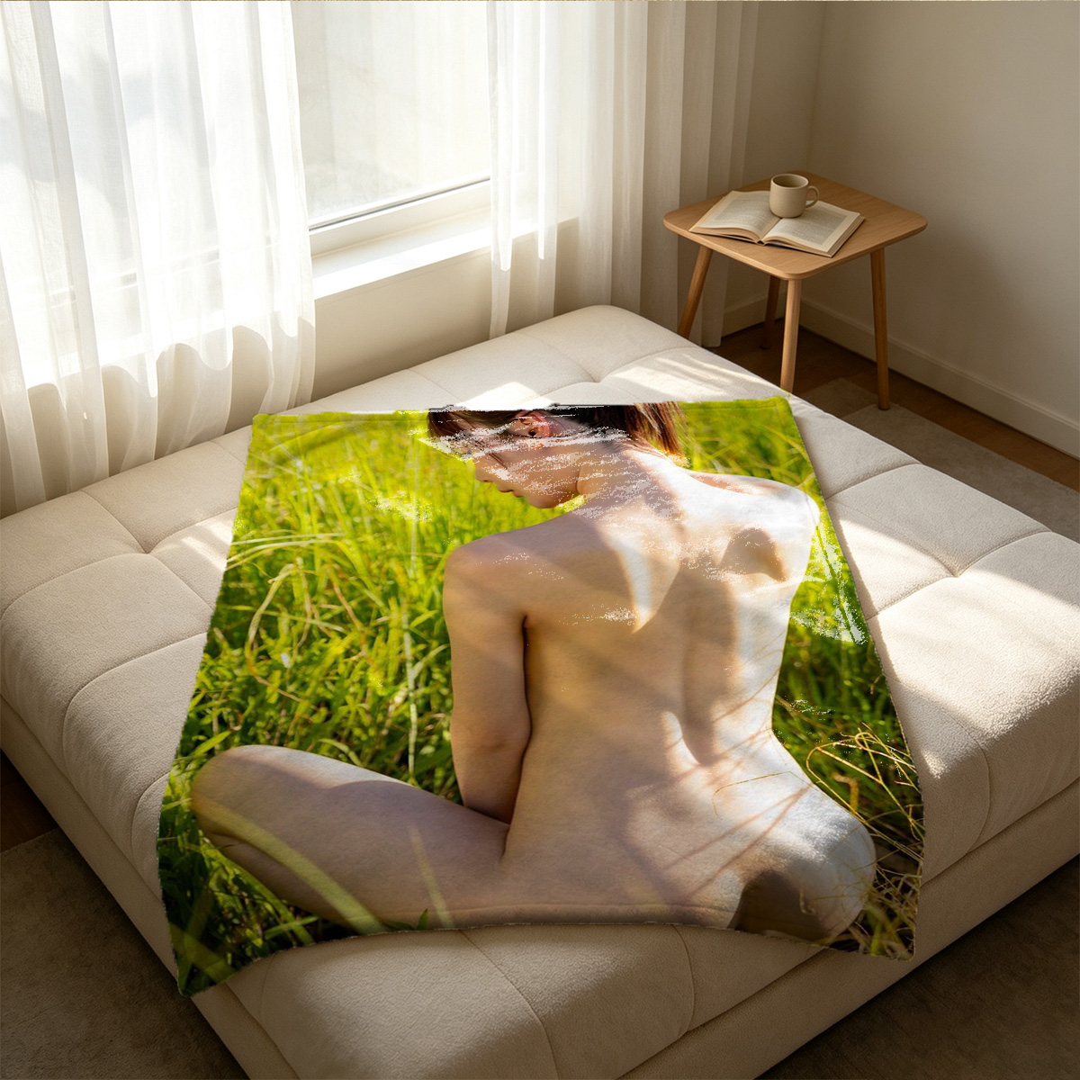 Pink sheer lingerie by the window - Blanket