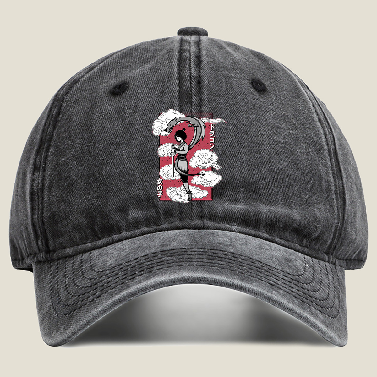 Dragon Girl: Warrior and Serpent in the Clouds - Washed Denim - Baseball Cap