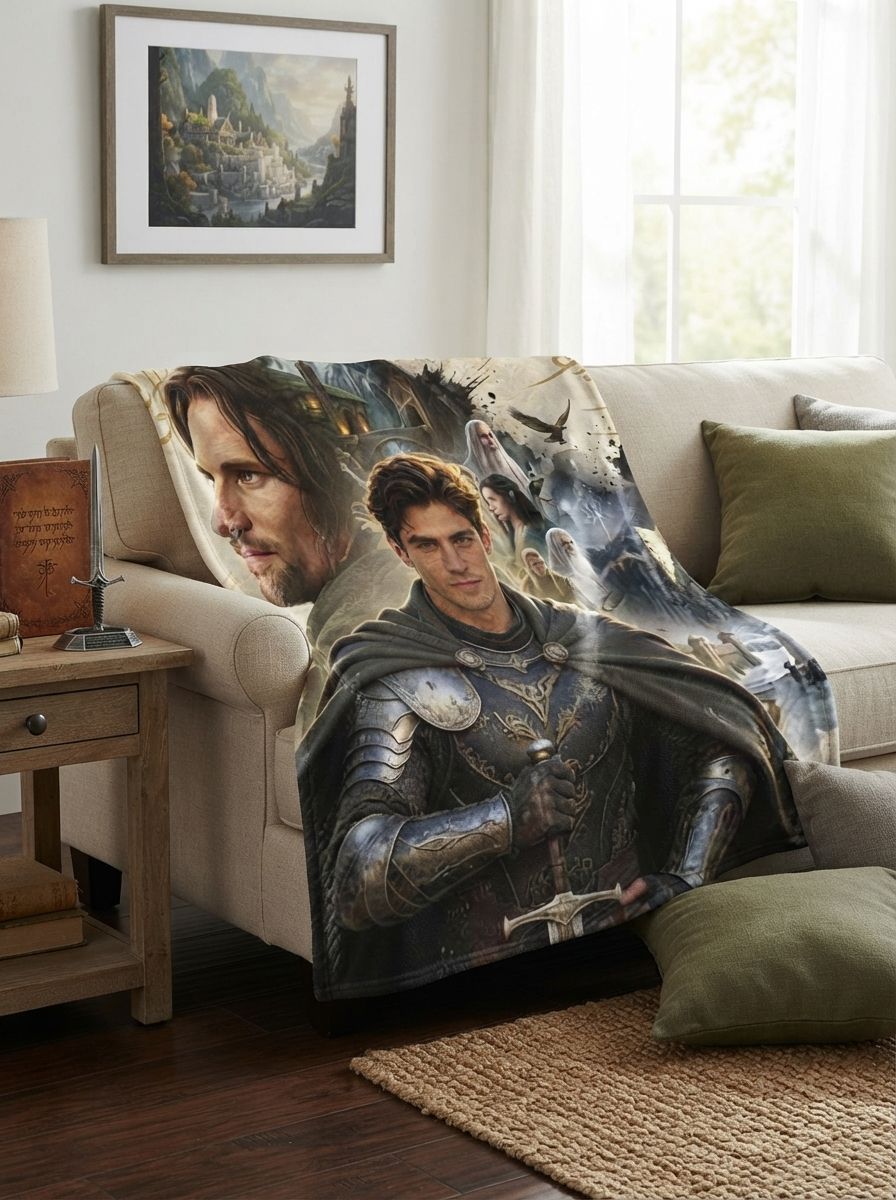 Custom Photo Fantasy Warrior Flannel Throw Blanket Personalized Portrait Ultra Soft Fleece Bed Couch Quilt Gift