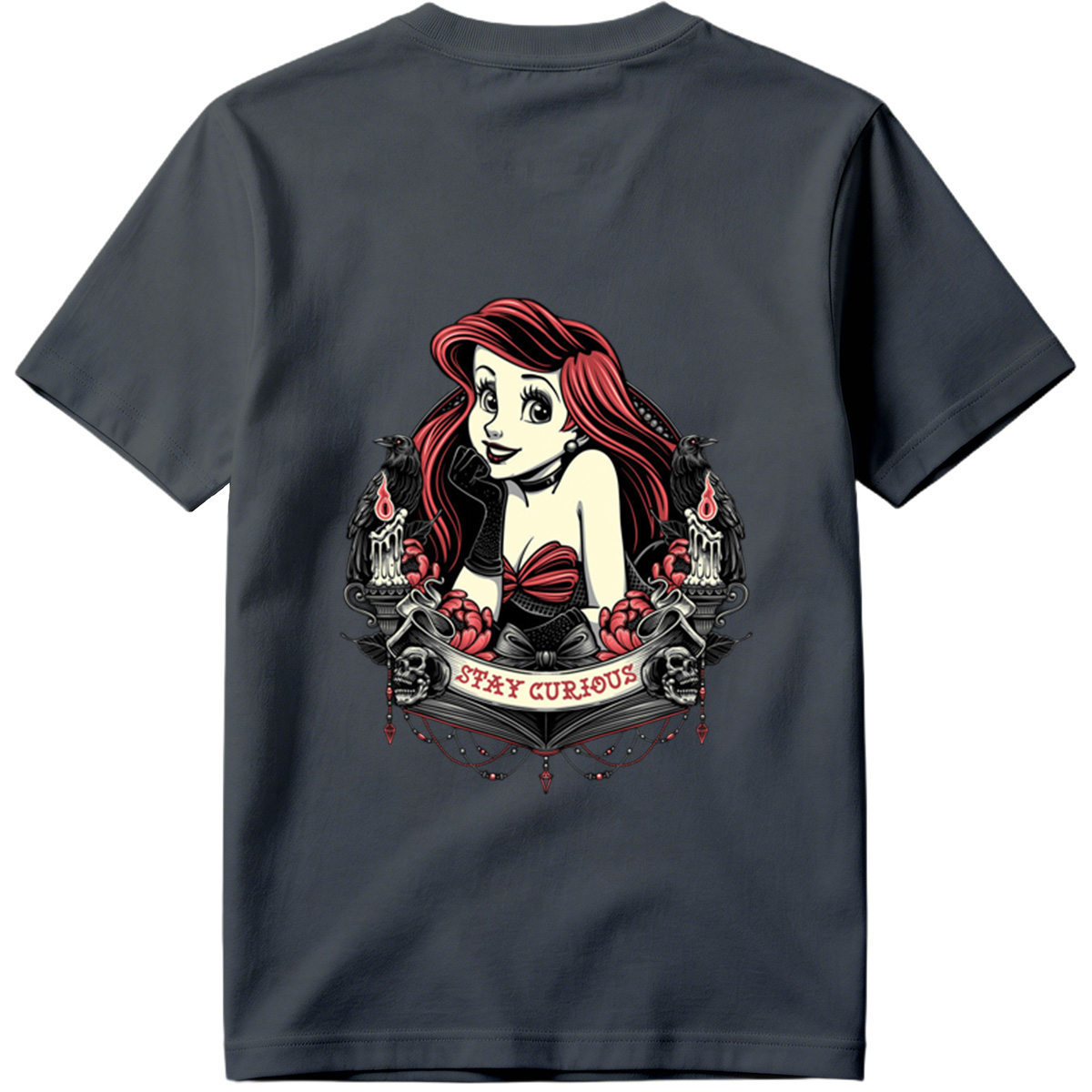 Ariel Stay Curious Gothic Design - Tee