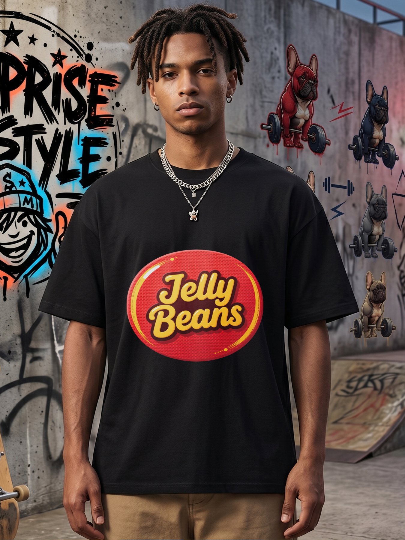 Men's Jelly Beans Print T-Shirt Casual Round Neck Summer Lightweight Breathable Short Sleeve Tee for Everyday Wear, Outdoor Activities, and Fun Outings – Perfect for Adults Who Love Playful Designs and Comfortable Fit