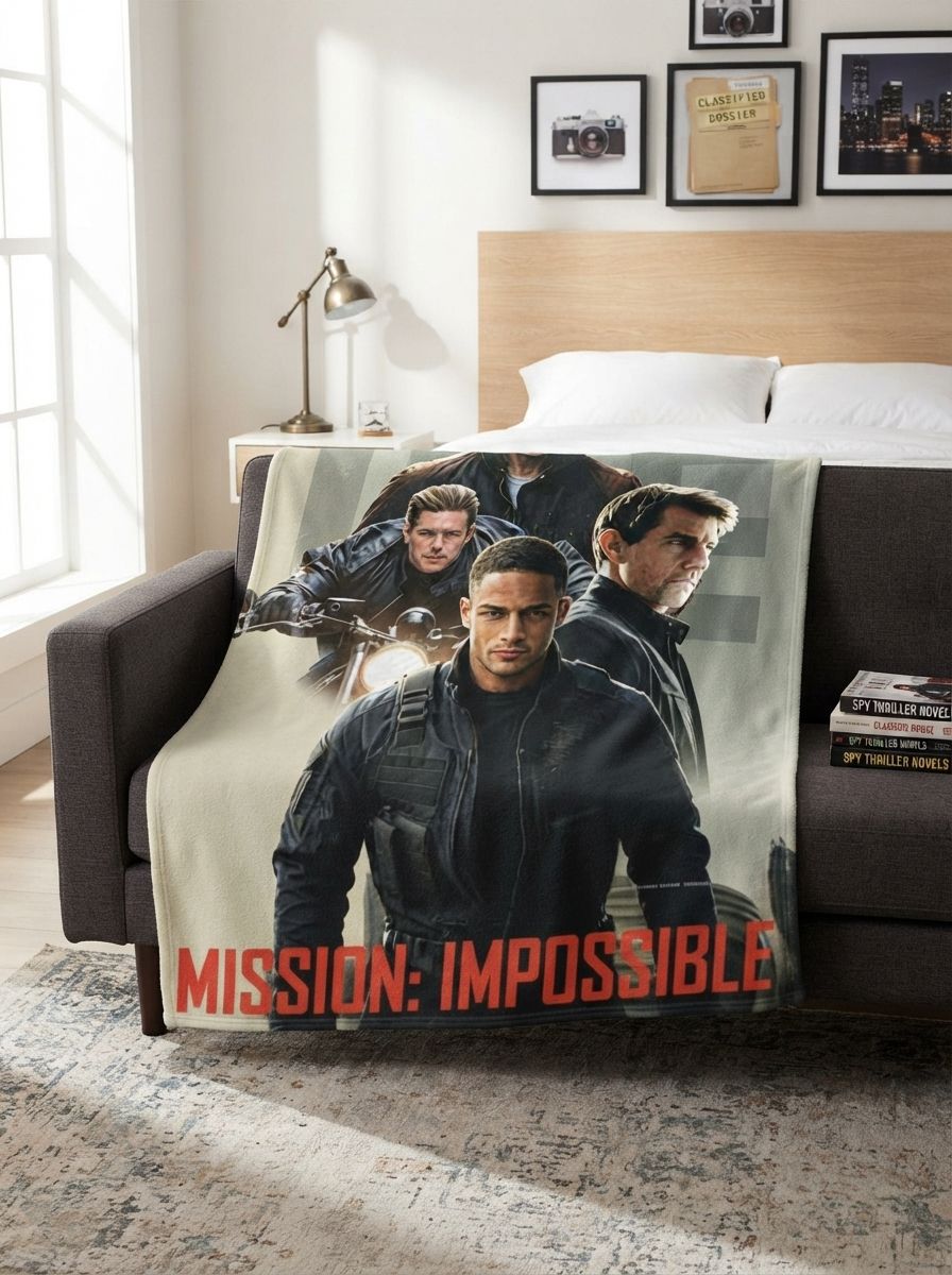 Personalized Custom Face Portrait Flannel Throw Blanket Cinematic Action Movie Poster Style Ultra Soft Lightweight