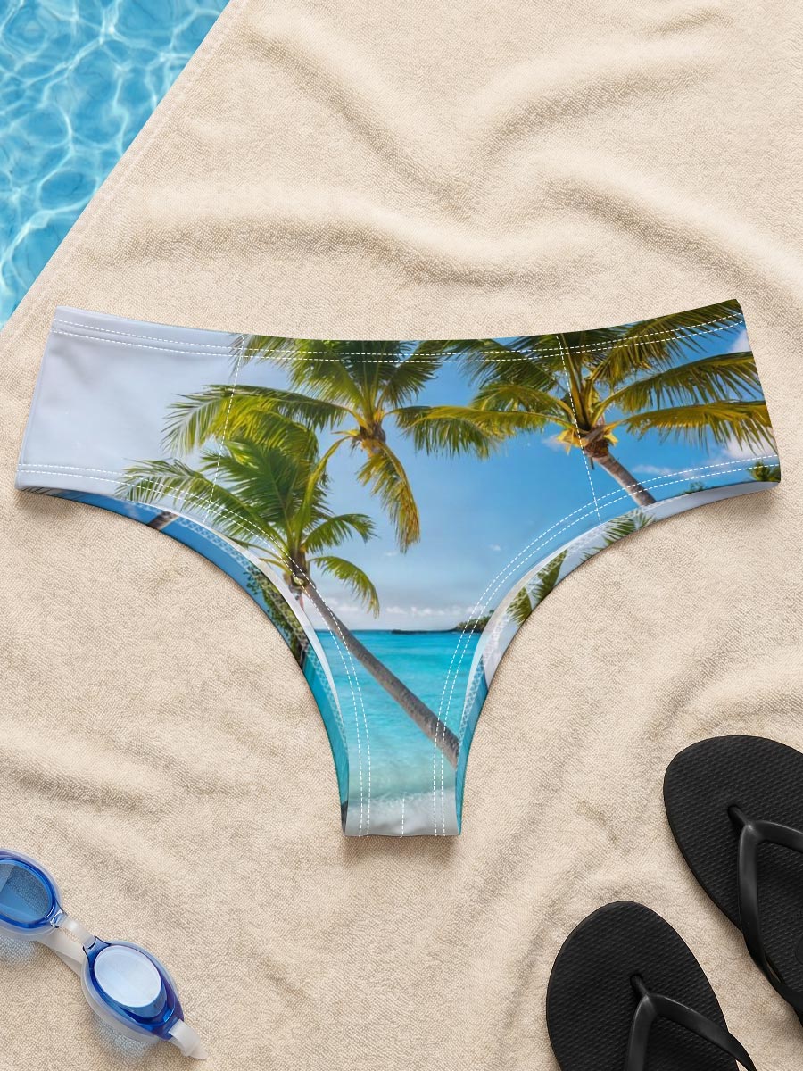 Tropical Beach with Palm Trees and Crystal Clear Water -  Men's swim trunks