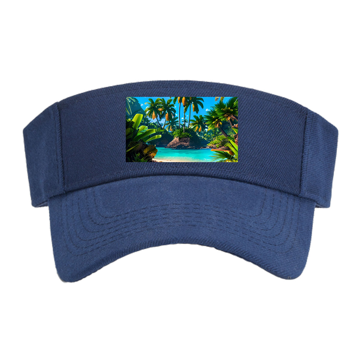 Tropical Paradise Beach with Palm Trees and Crystal Clear Water -  Visor cap