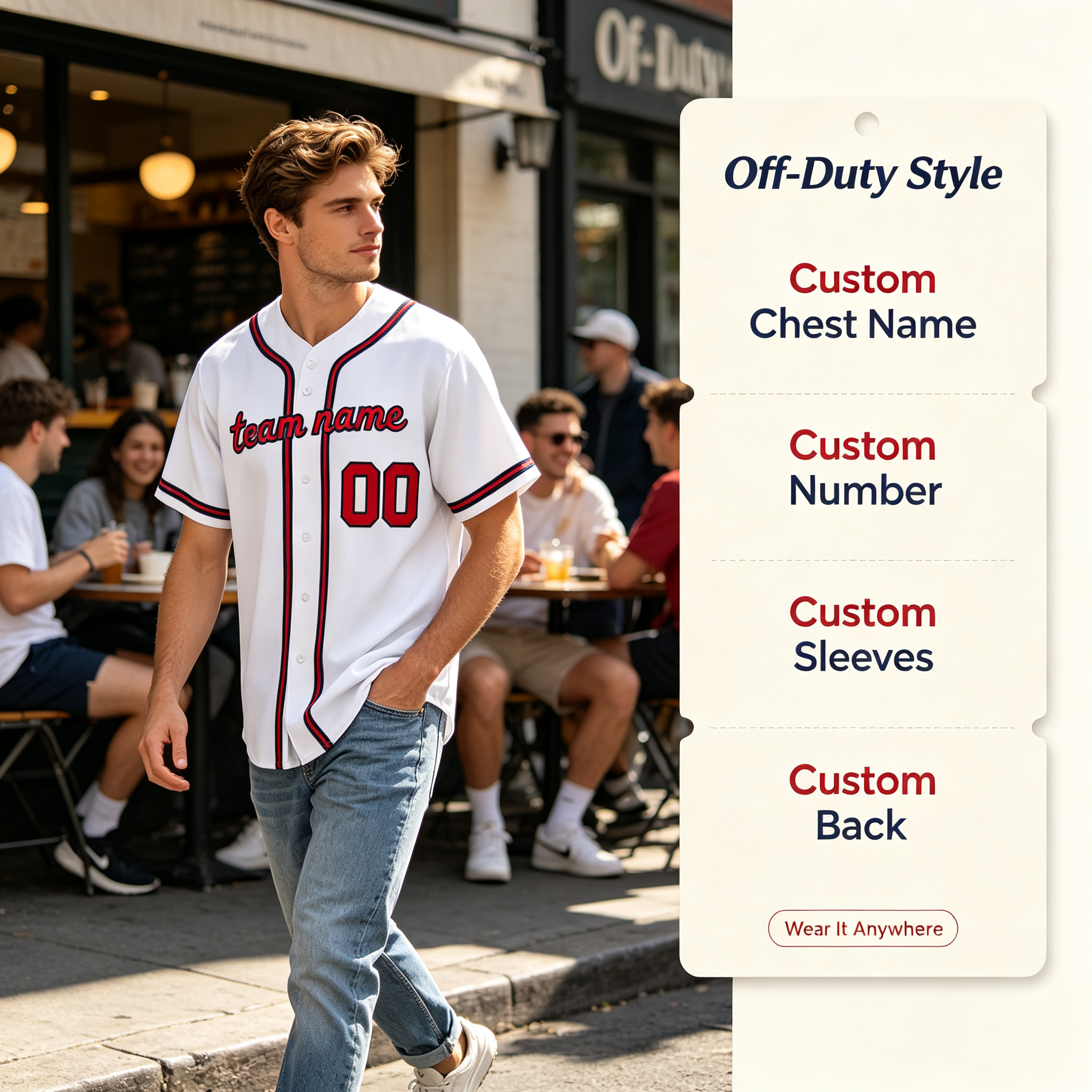 Custom Atlanta City Style Baseball Jersey Full Button Moisture Wicking Polyester For Men And Youth