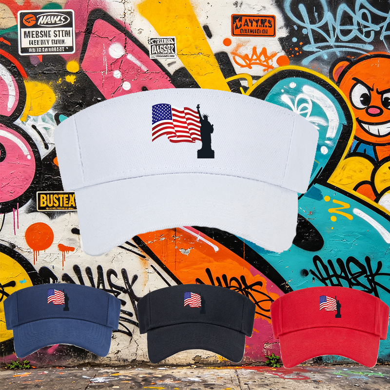 Unisex Classic Mesh Back Cap with American Flag and Statue of Liberty Print - Ideal for Outdoor Activities, Travel, and Patriotic Events - Suitable for Adults Seeking Stylish and Comfortable Sun Protection