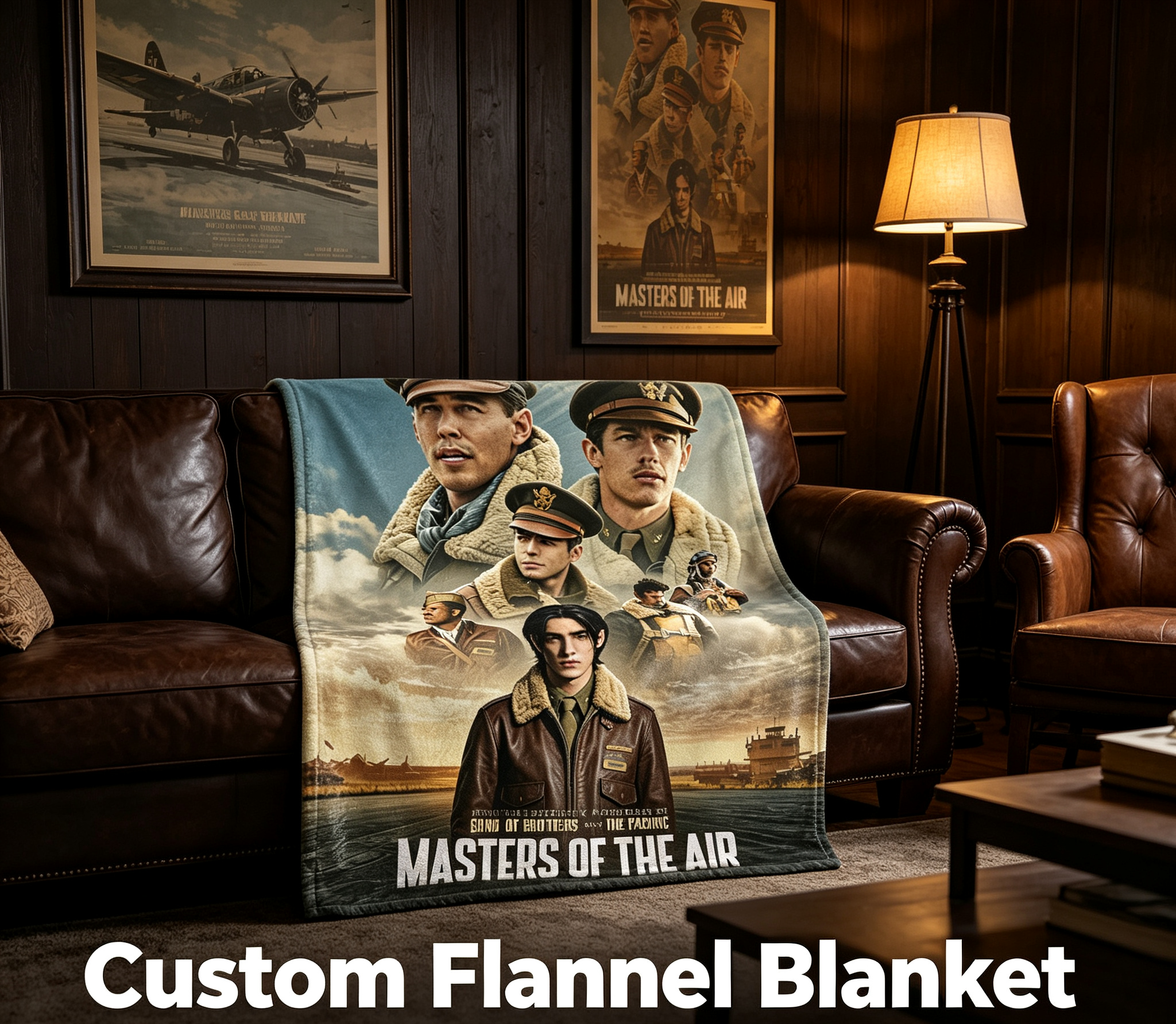 Custom Face Blanket Masters of the Air Movie Characters Flannel Blanket for Home Decor and Cozy Nights Perfect Gift or Giveaway Item