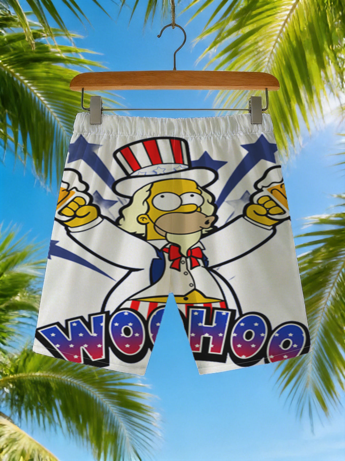 Simpsons Character in Uncle Sam Costume Holding Beer Mugs with 