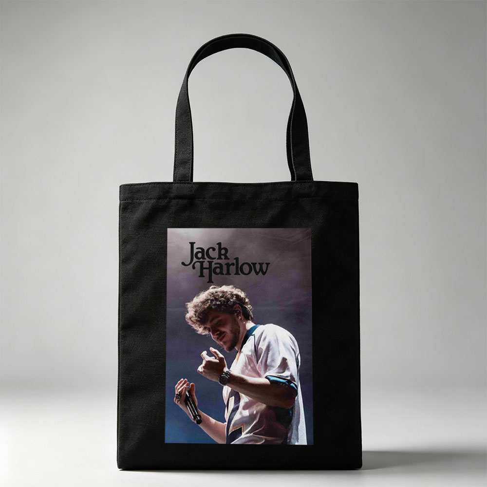 Jack Harlow Performing on Stage with Microphone and Dynamic Gesture - Canvas tote bags