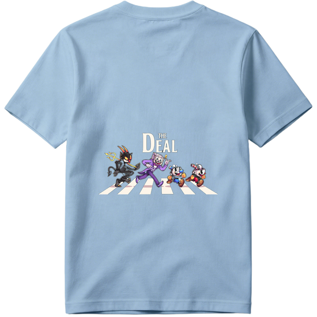 Cuphead, The Devil, and Mugman Crossing the Street – 