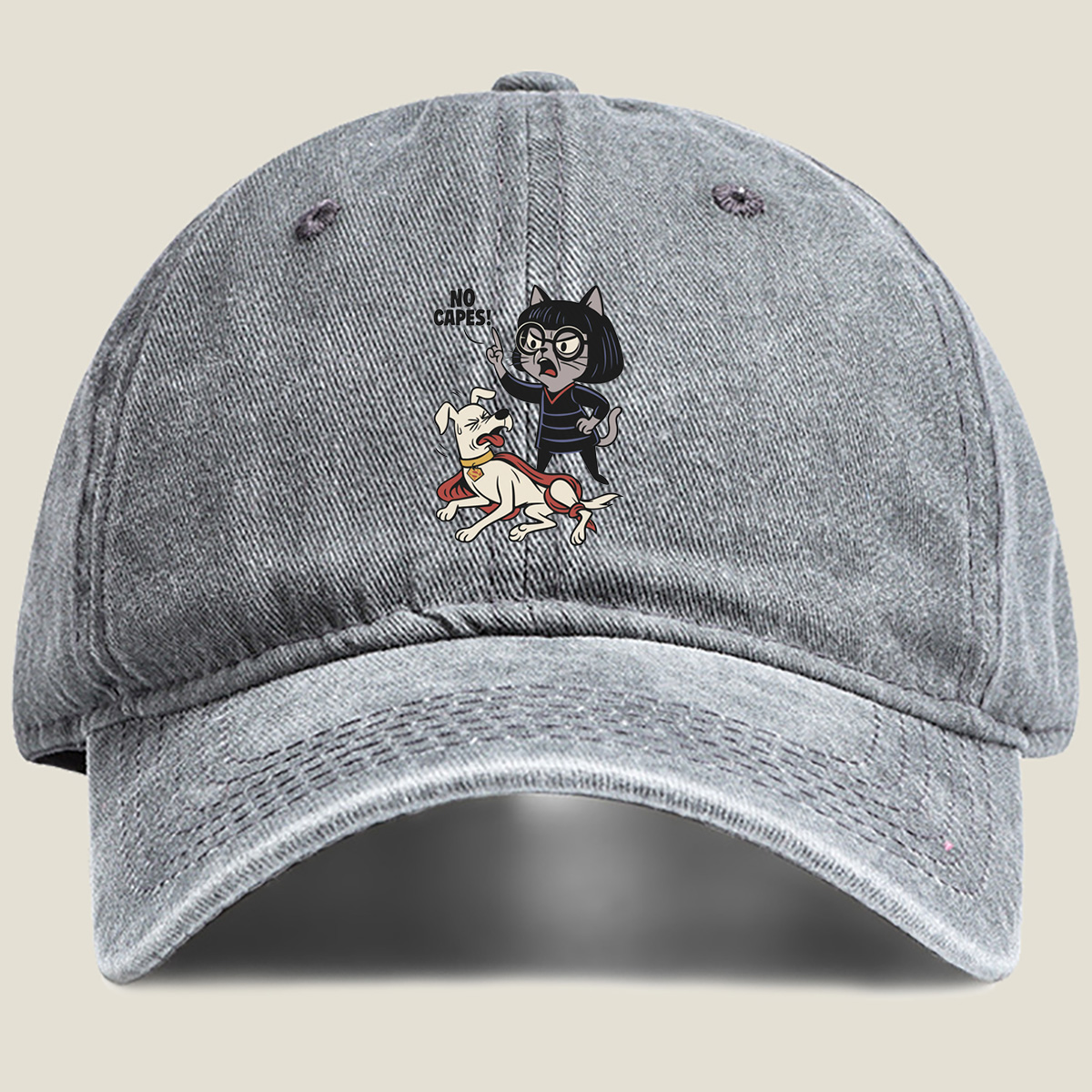 Krypto the Superdog and Streaky the Supercat: No Capes! - Washed Denim - Baseball Cap