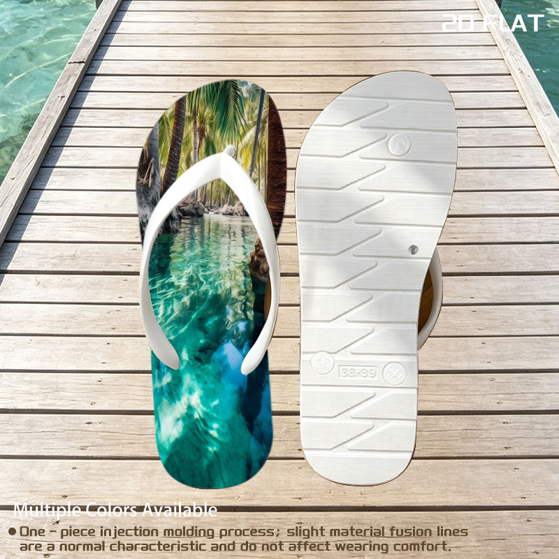Crystal Clear Water Among Palm Trees -  flip-flops