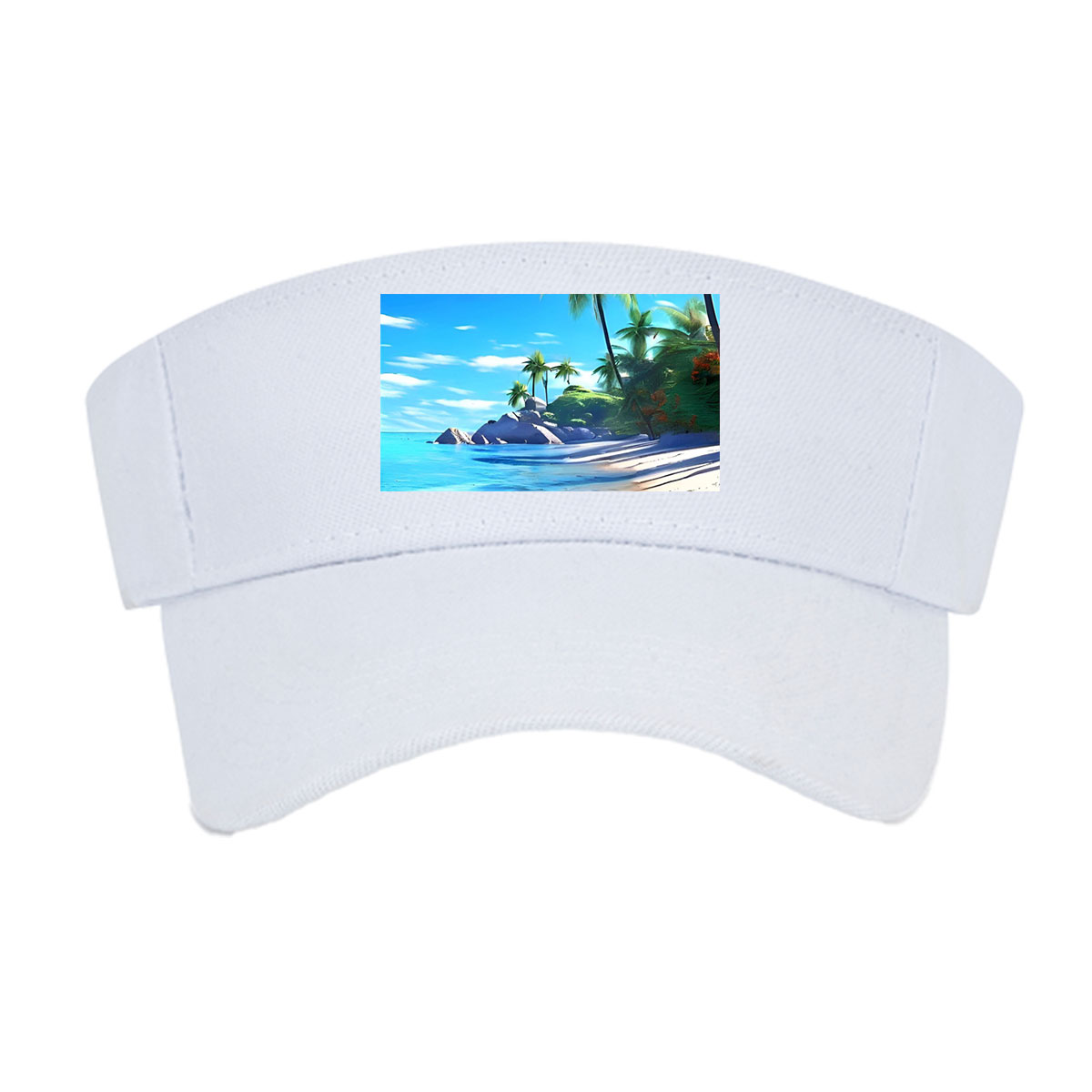 Tropical Beach with Palm Trees and Crystal Clear Water -  Visor cap