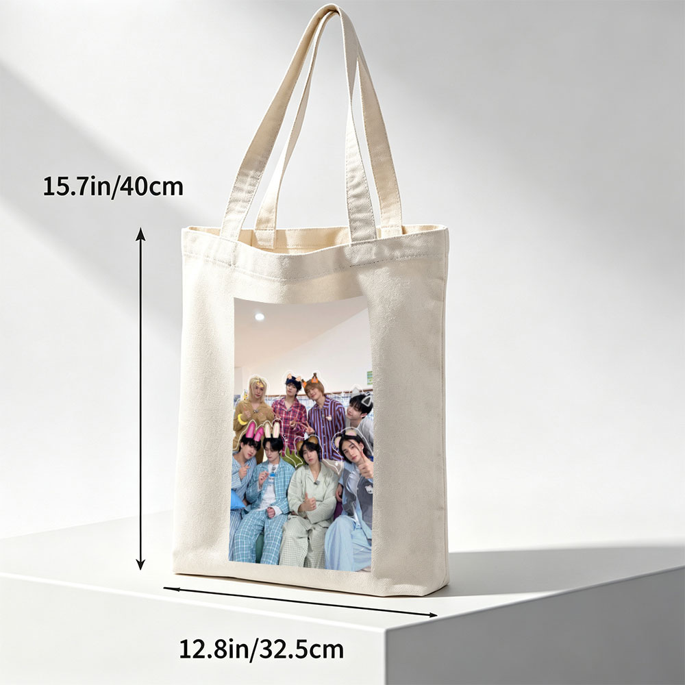 SEVENTEEN in Pajamas with Fun Animal Ears and Props in a Cozy Room Setting - Canvas tote bags