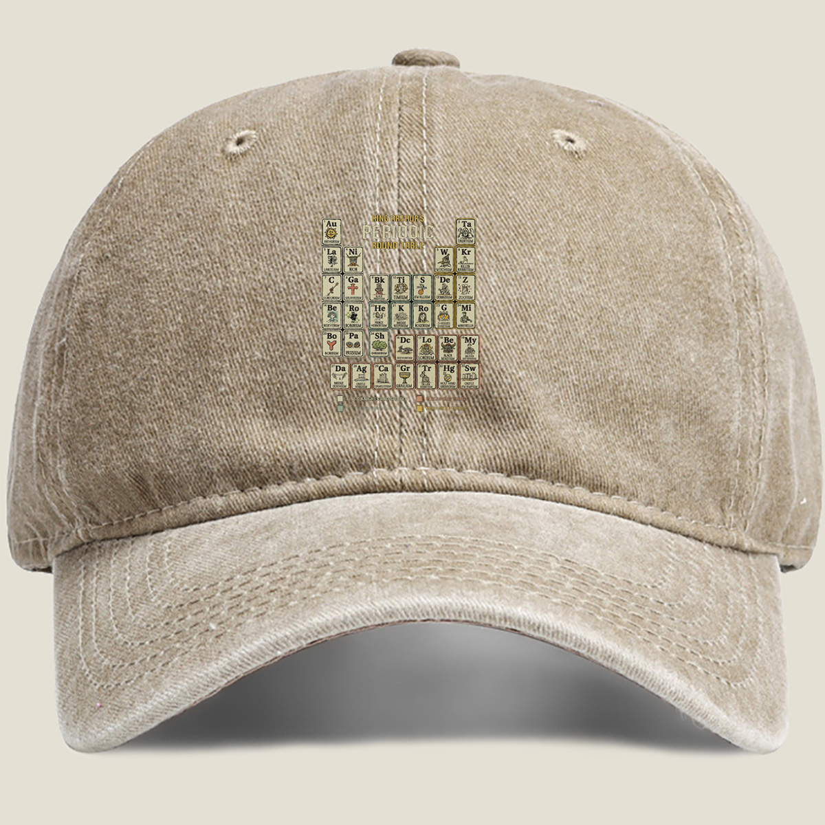 King Arthur's Periodic Round Table: A Fantasy Elemental Chart - Washed Denim - Baseball Cap