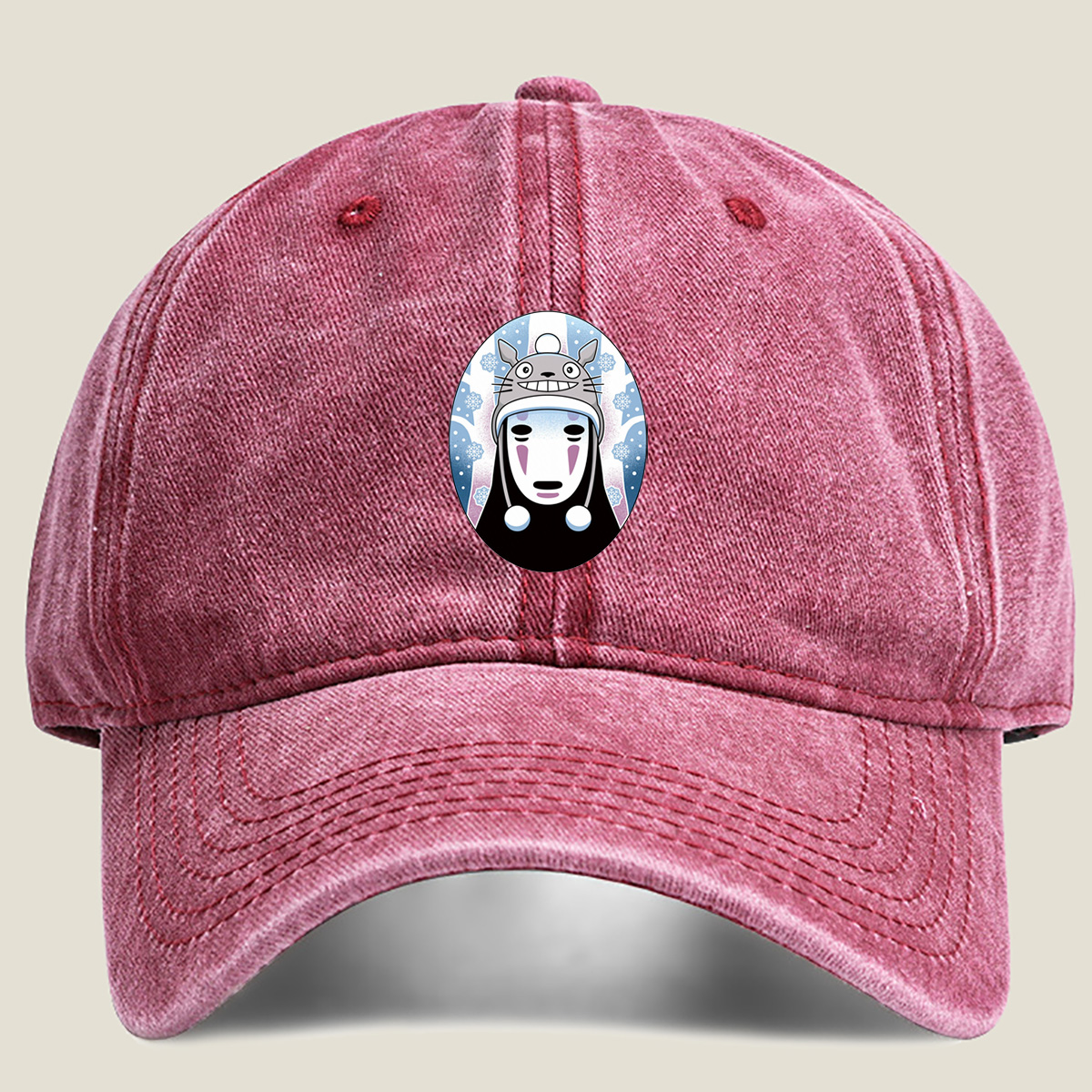 Totoro and No-Face Winter Fusion - Washed Denim - Baseball Cap