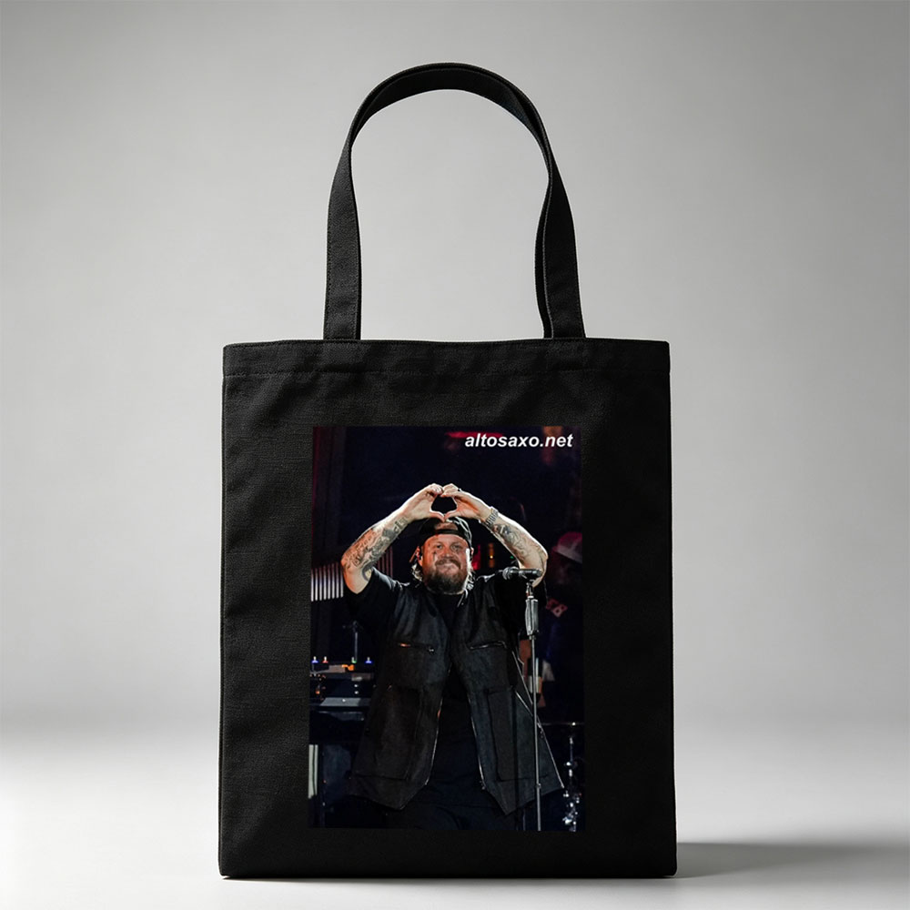 Luke Combs on Stage Making Heart Gesture with Hands - Canvas tote bags