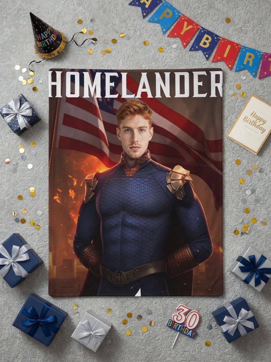 Custom Face Flannel Blanket Personalized Superhero Portrait Ultra Soft Fleece Bed Couch Throw for Memorable Gifts