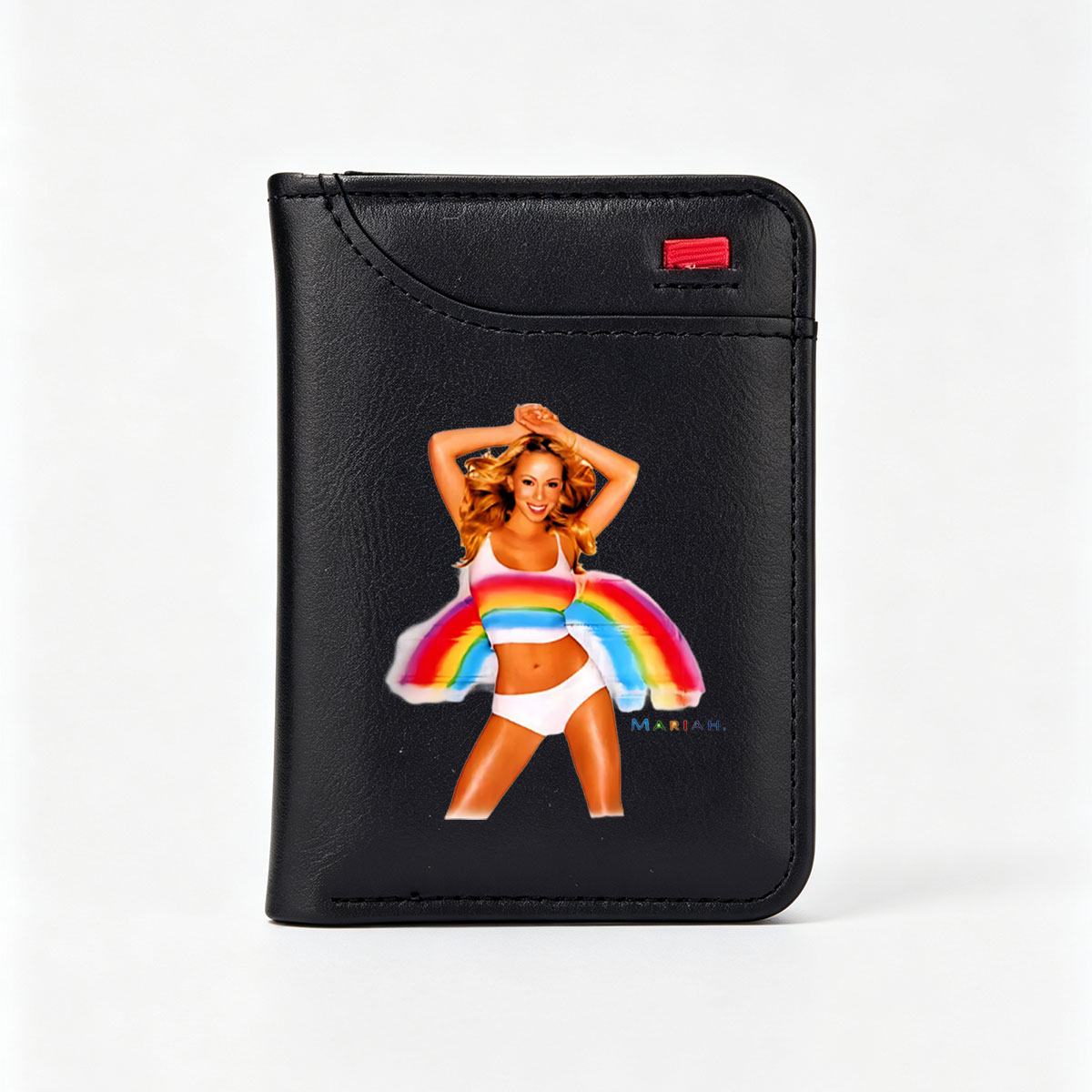 Mariah Carey in Rainbow Outfit with Wings - Vertical Style Wallet