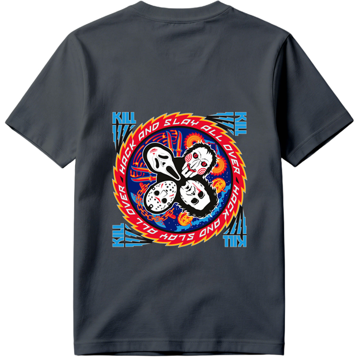 Halloween Horror Icons: Michael Myers, Ghostface, Leatherface, and Jigsaw - Tee