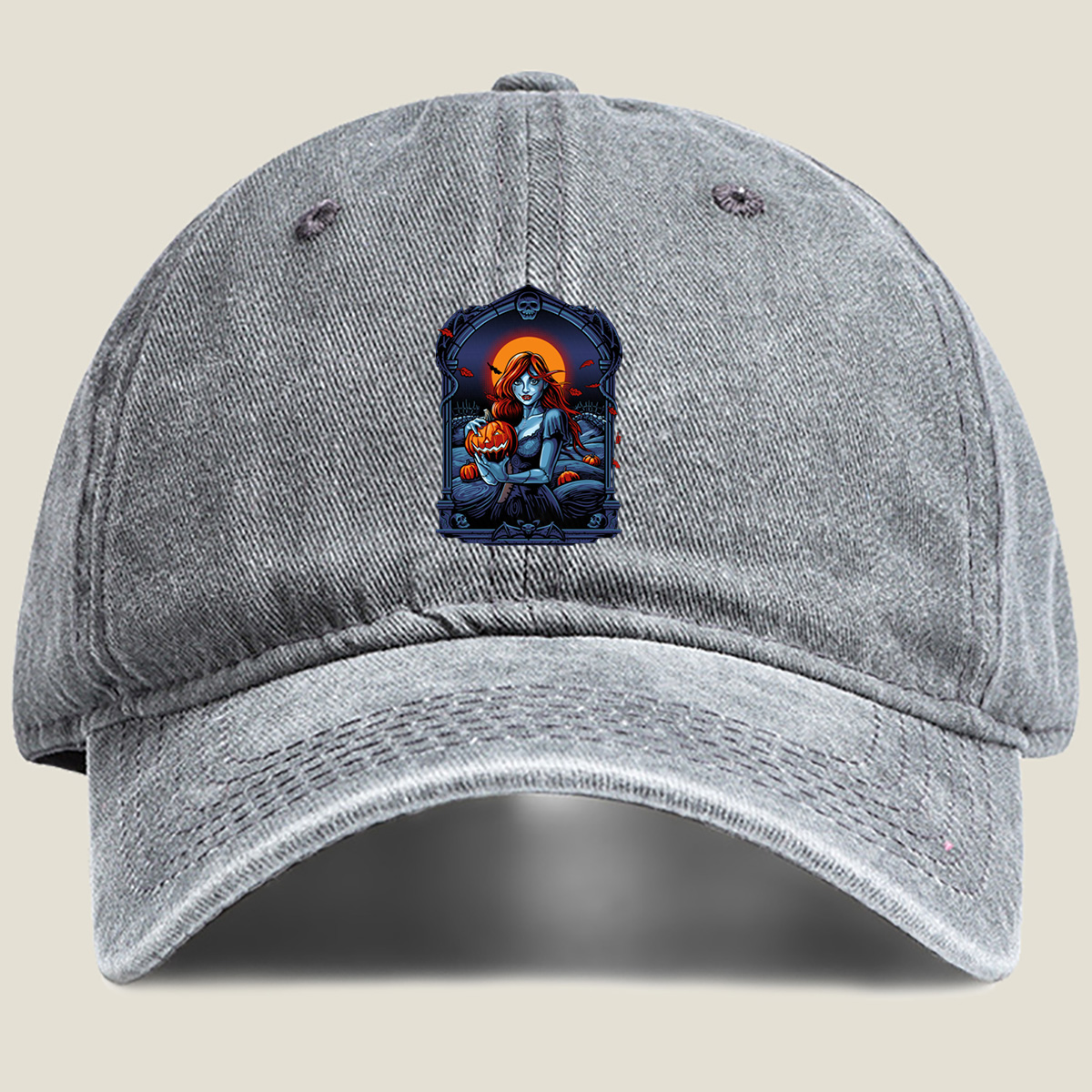 The Nightmare Before Christmas: Sally and Jack's Pumpkin - Washed Denim - Baseball Cap