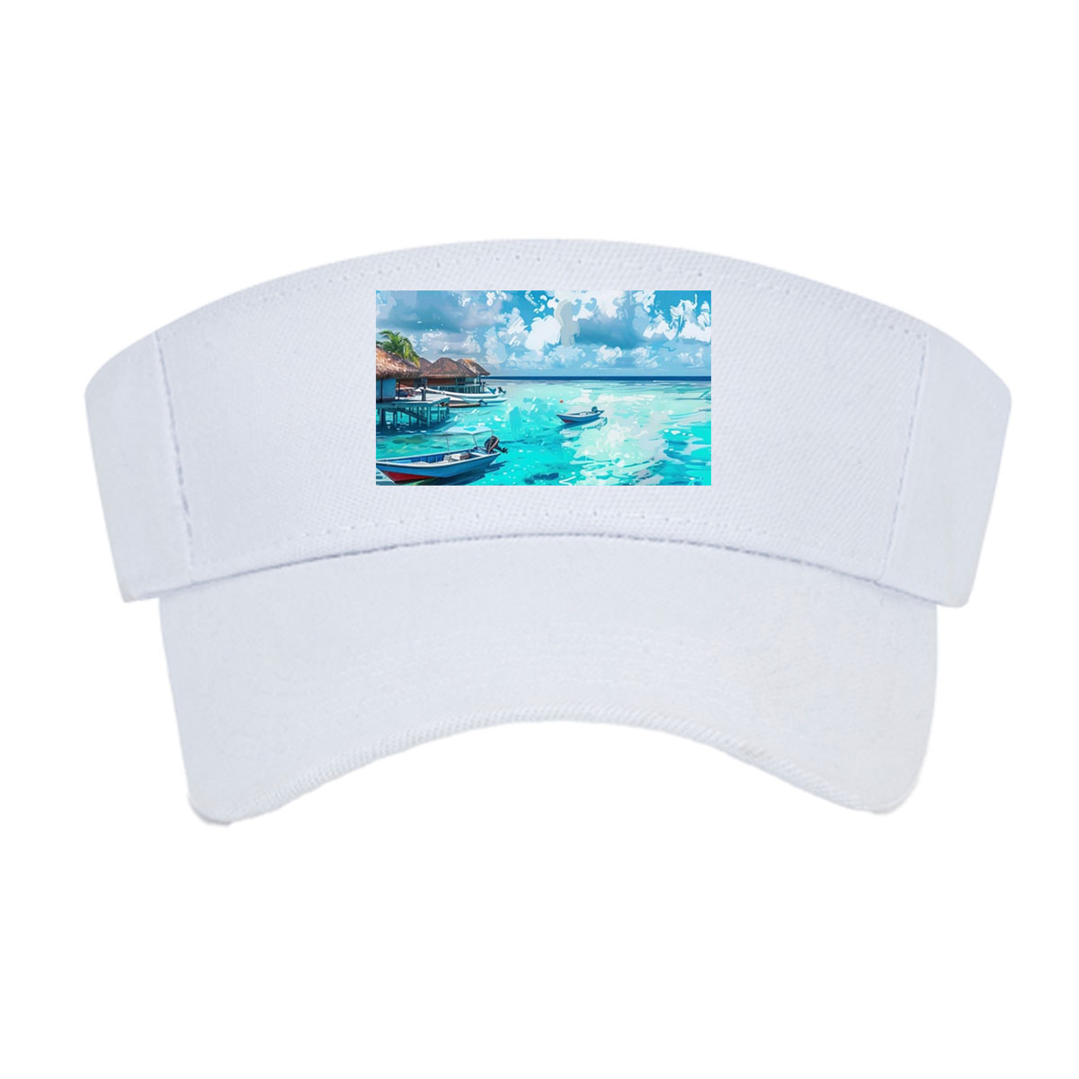 Crystal Clear Waters and Boats Under a Summer Sky -  Visor cap