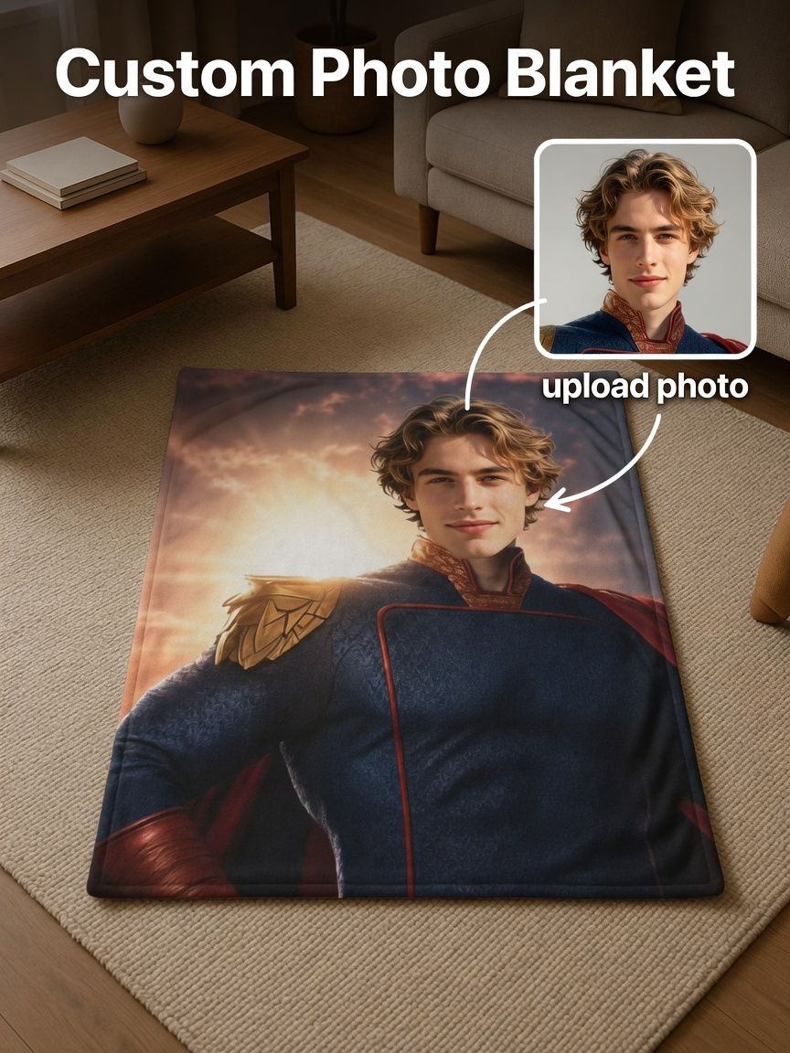 Custom Photo Blanket Personalized Face Portrait Ultra Soft Flannel Throw Lightweight Warm Bed Couch Keepsake Gift
