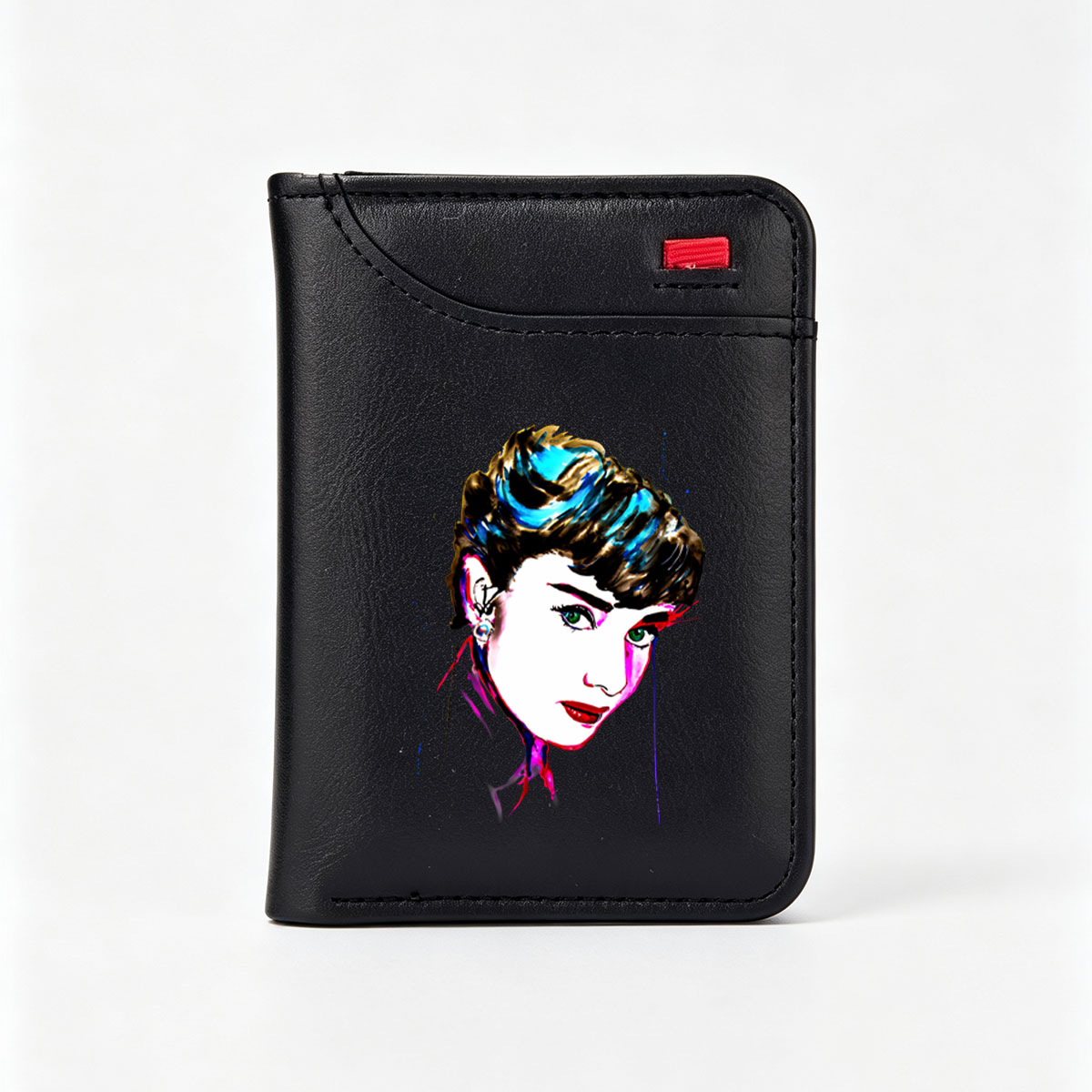 Audrey Hepburn Portrait in Vibrant Pop Art Style - Vertical Style Wallet