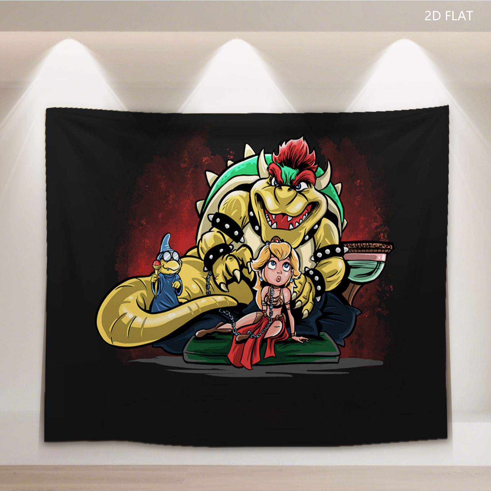 Bowser, Princess Peach, and Kamek in a Dramatic Scene - Tapestry
