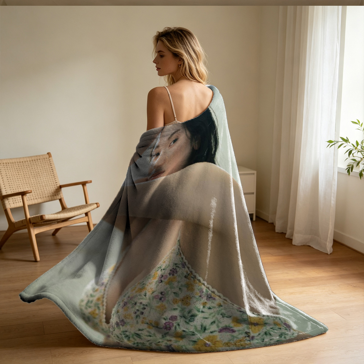 Golden Harem Queen in Silk and Jewels - Blanket