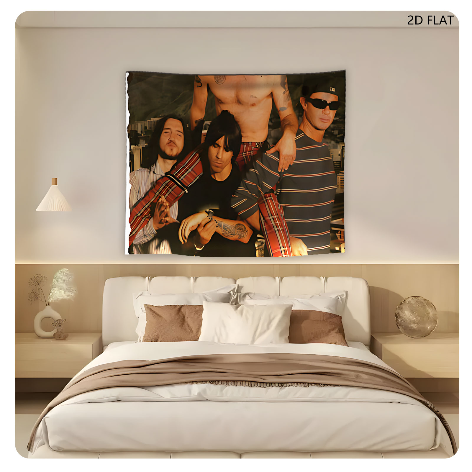 Red Hot Chili Peppers Band Members in a Stylized Group Portrait - Tapestry