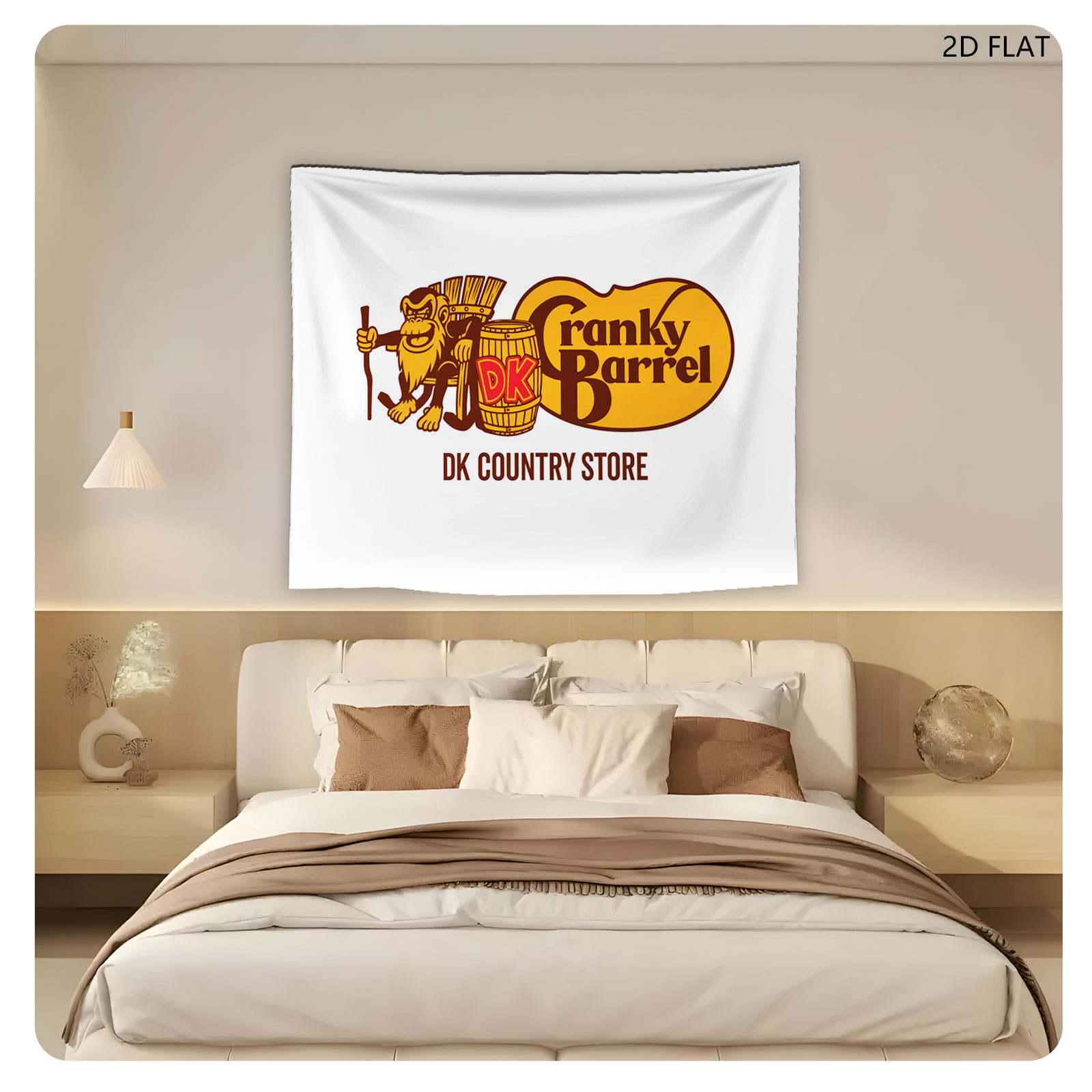 Donkey Kong Cranky Barrel DK Country Store Logo - Tapestry