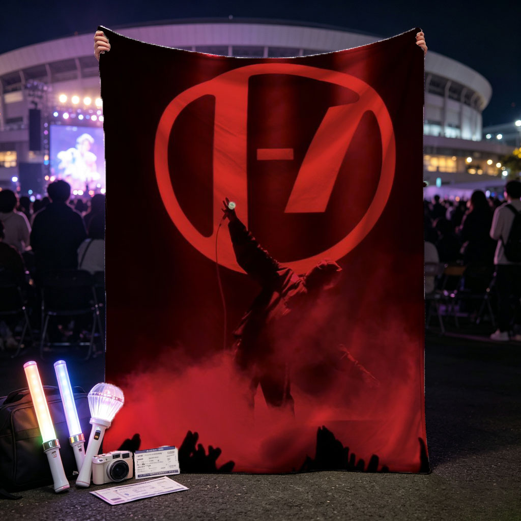 Imagine Dragons Live Performance with Red Stage Lighting and Iconic Logo - Blankets