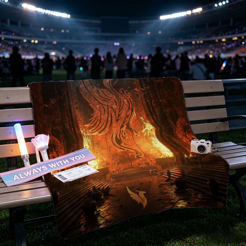 Illenium Cathedral of Fire and Flames with a Serpentine Dragon in the Center - Blankets