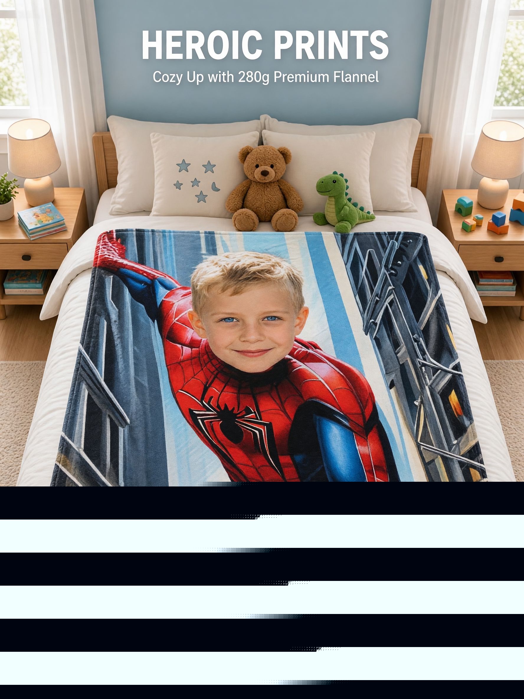 Custom Face Photo Blanket Personalized Superhero Flannel Throw Cozy Hypoallergenic Fleece Bed Couch Blanket Gift