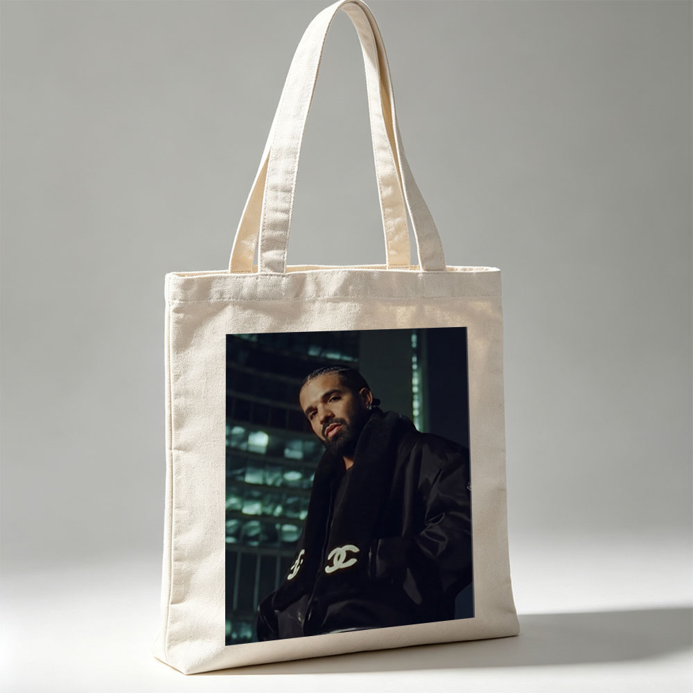 Drake in Urban Night Setting Wearing Chanel Jacket - Canvas tote bags