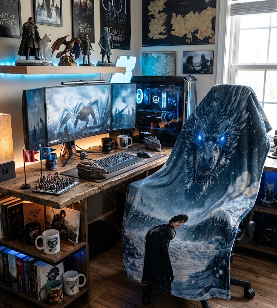 Custom Face Blanket Game of Thrones Dragon and Jon Snow Flannel Blanket Cozy Winter Bedroom Decor Gift for Fans