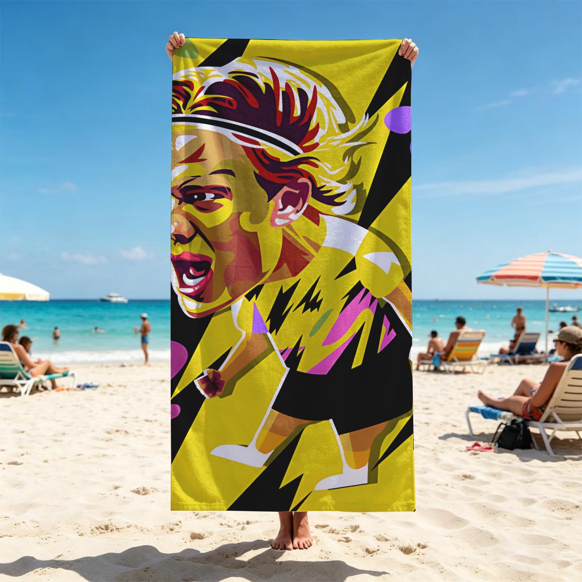 Bolt in Motion: Lightning Speed Sprinter - Beach towels
