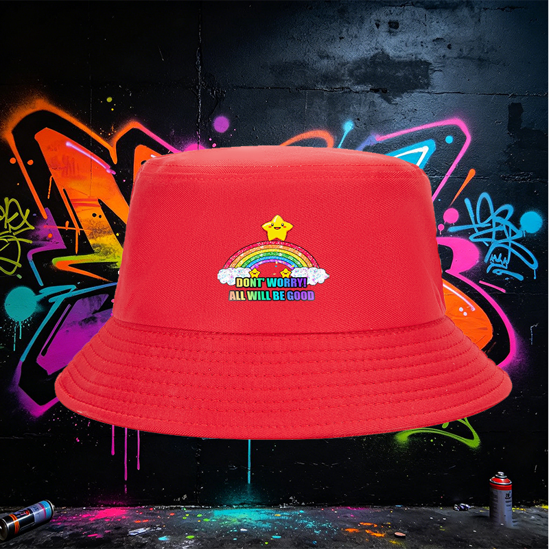 Unisex Bucket Hat with Rainbow Star Print 