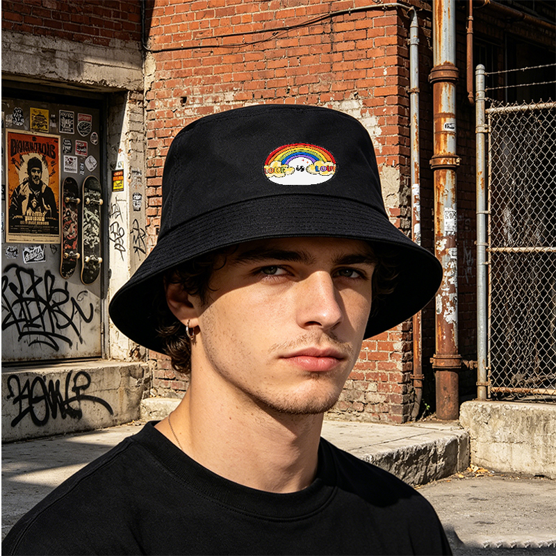 Unisex Classic Bucket Hat with Rainbow Love is Love Print | Lightweight Sun Protection Hat for Outdoor Activities, Beach, Camping | Perfect for Adults Seeking Casual Fashion and LGBTQ+ Pride Expression