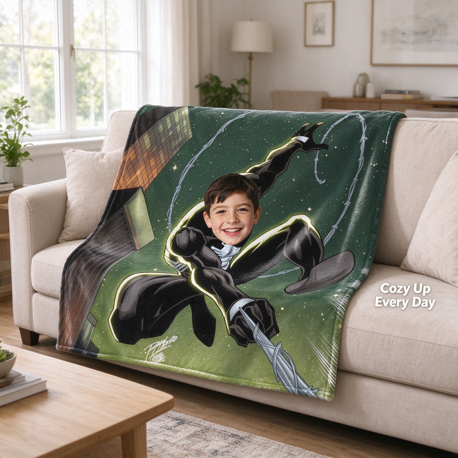 Custom Photo Face Blanket Personalized Superhero Comic Graphic Flannel Fleece Throw Blanket Soft Warm Bed Sofa Wrap